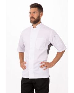 Chef Works Men's Valais V-Series Chef Short Sleeve Jacket-White-XS
