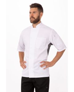 Chef Works Men's Valais V-Series Chef Short Sleeve Jacket-White-XS