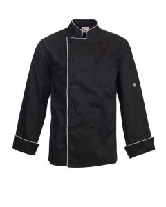 Chefs Craft Unisex Executive Chefs Jacket Long Sleeve With Piping -Black White Piping-2XS