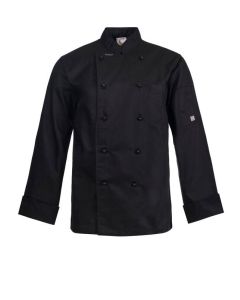 Chefs Craft Unisex Executive Chefs Long Sleeve Jacket -Black-2XS